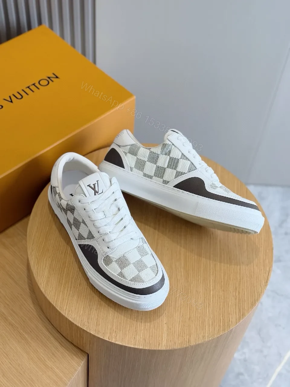 View 8 of Monochrome Checkerboard Sneakers with Signature LV Touch