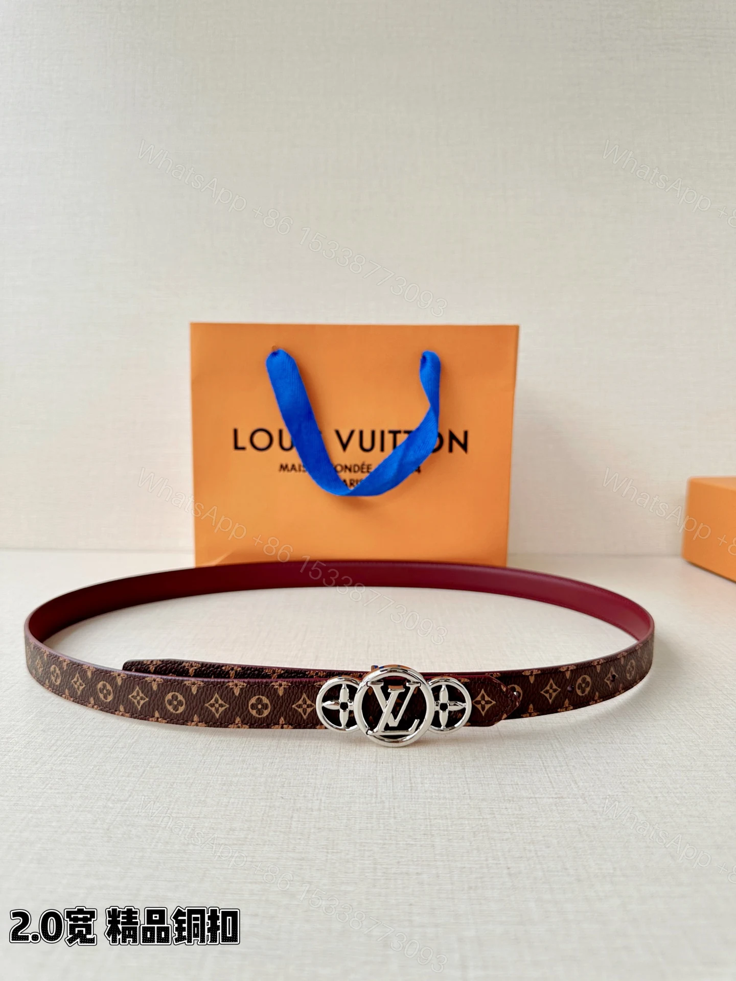 LV 高仿女款 Monogram 圓形LV雙環扣腰帶 時尚氣質款 — view 1