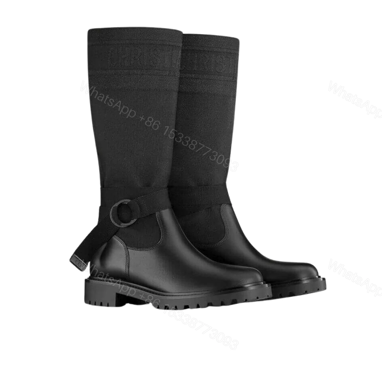 DIOR D MAJOR BOOT FABRIC AND CALFSKIN IN BLACK AND BLACK — view 1