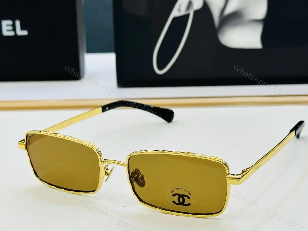 View 3 of Minimalist Luxe Square-Frame Sunglasses with UV400 Shield