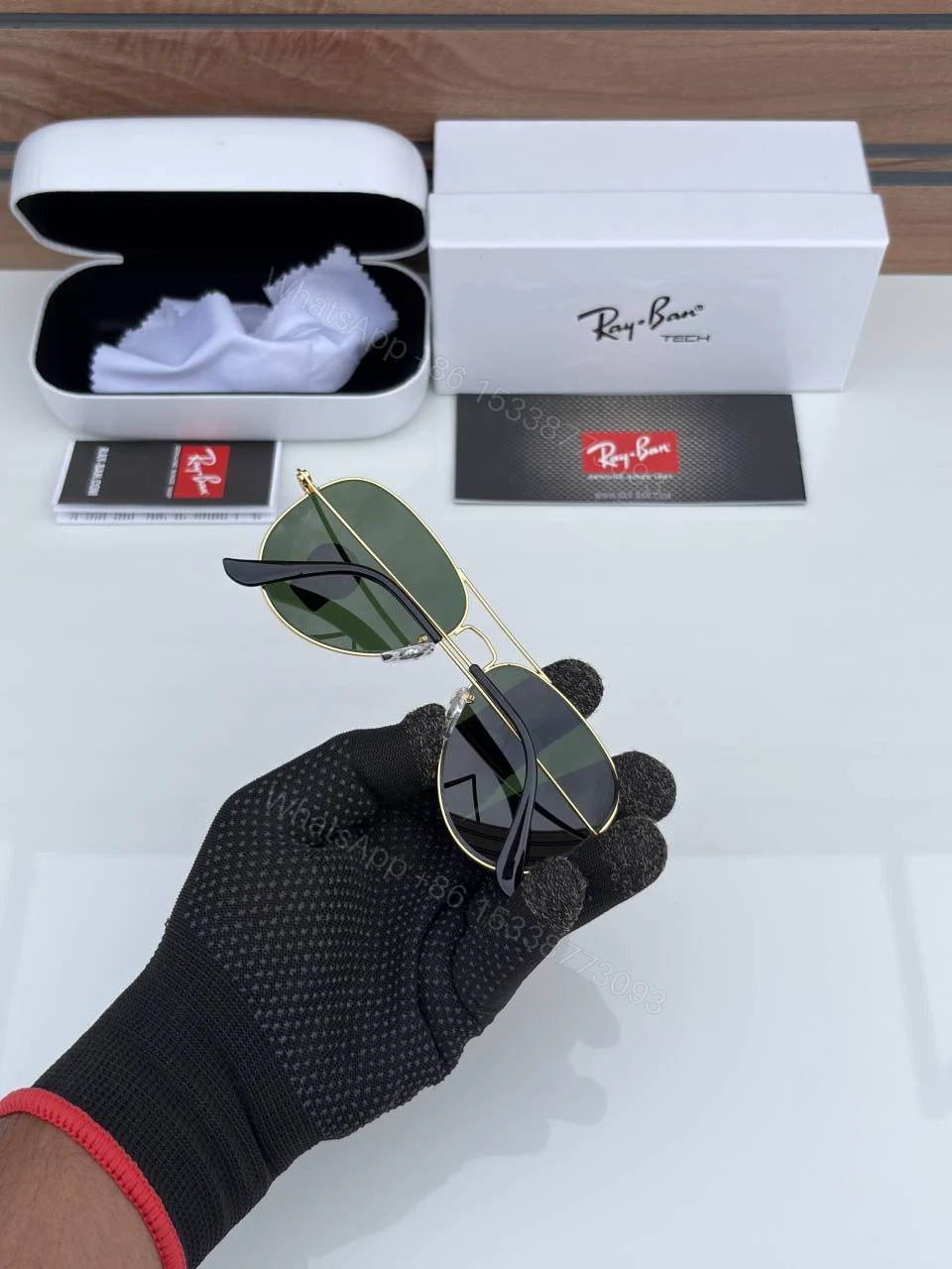 View 3 of First Copy Rayban 3026 Golden Green Glass Quality