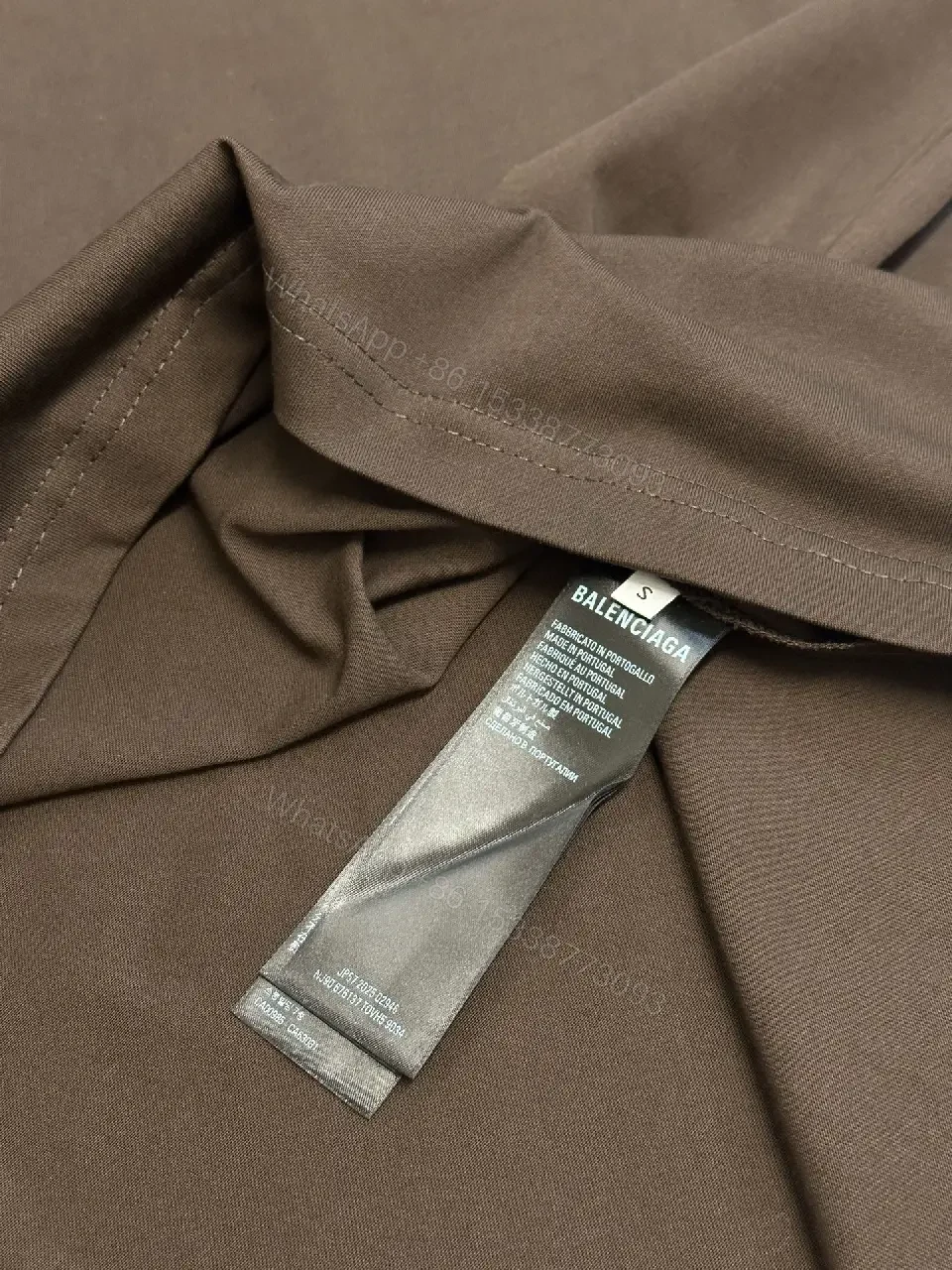 View 5 of Brown Cotton T-shirt Balenciaga Style Minimalist Logo Tee