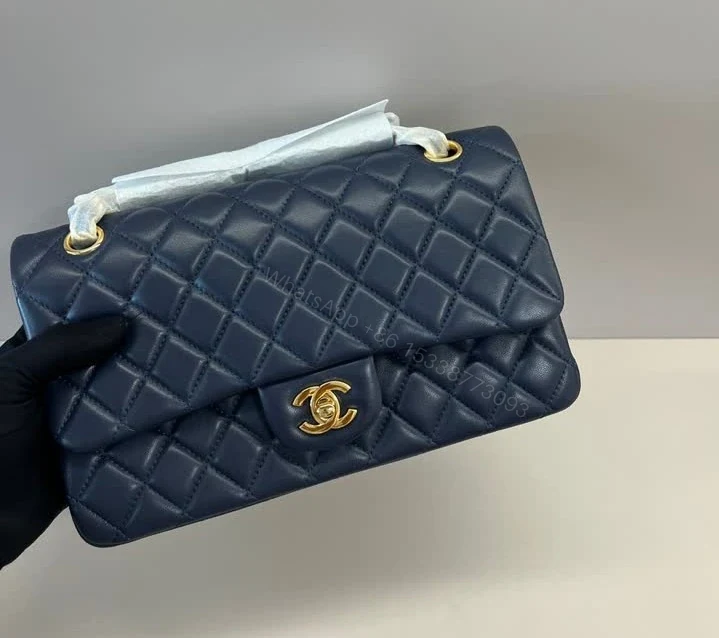 View 8 of Chanel Classic Flap Dark Navy Blue Handbag