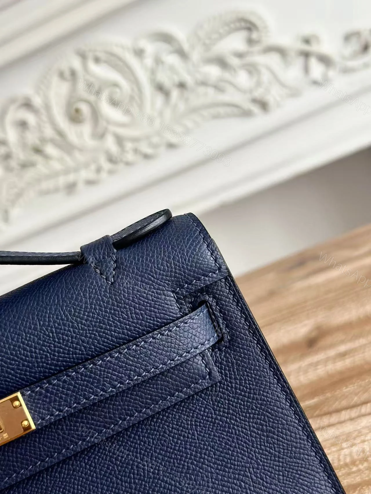 View 5 of HERMES KELLY MINI POCHETTE 22 IN NAVY BLUE