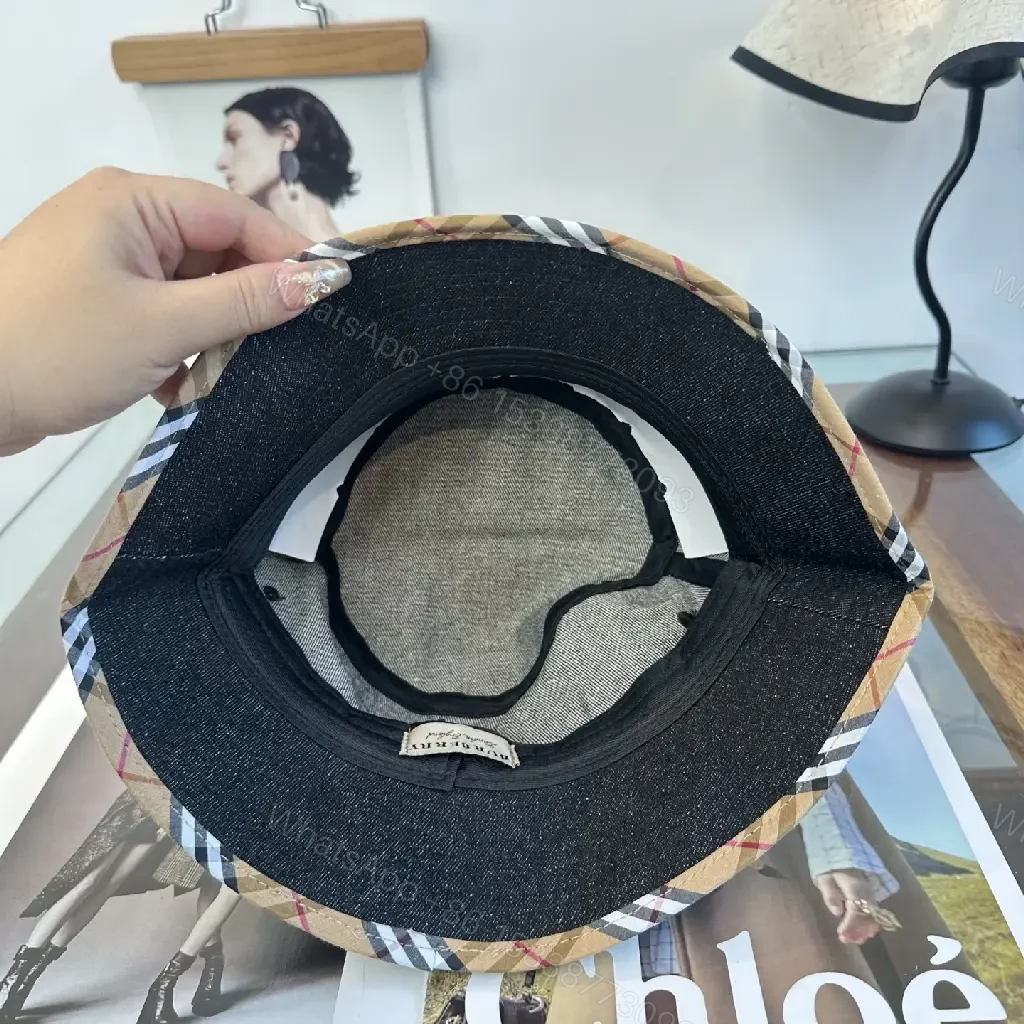 View 11 of Dark Black Denim Bucket Hat with Burberry-Style Band and Gold Emblem