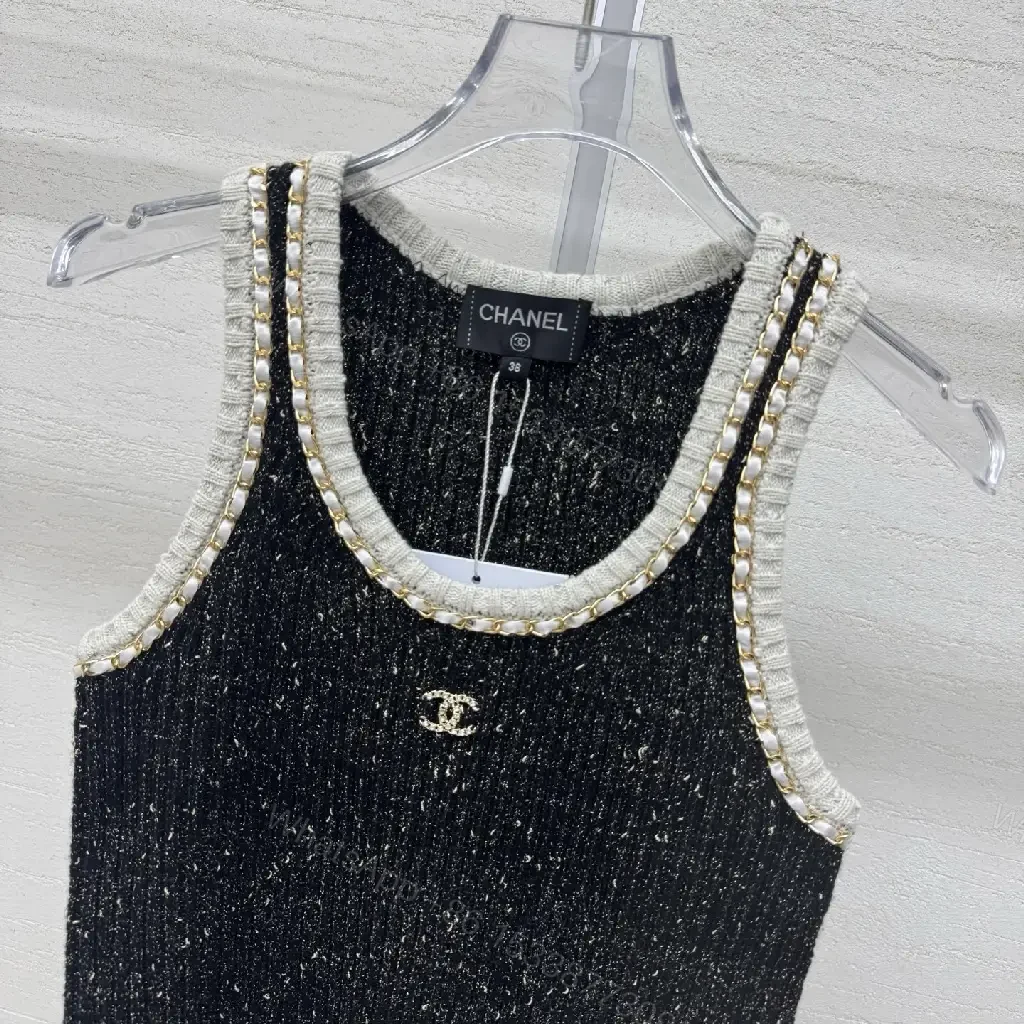 View 7 of Metallic-Trim Knit Tank: Crystal Neckline, Rich Texture