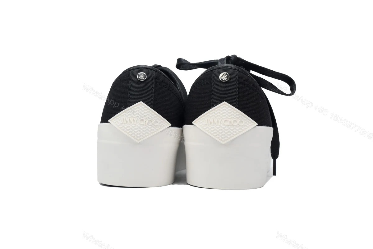 View 3 of Women's Jimmy Choo Palma Maxi Black and Latte Canvas Platform Trainers