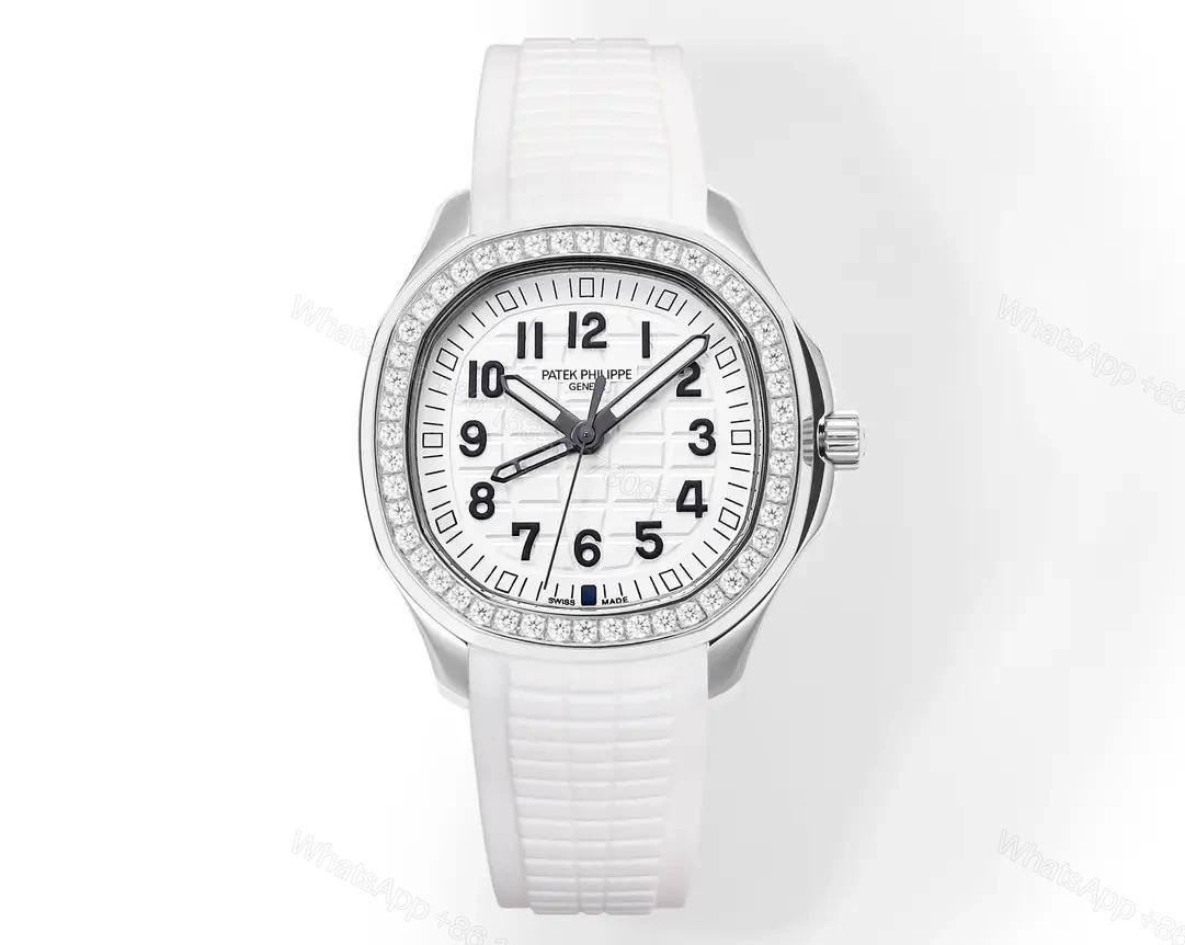 Patek Philippe Aquanaut Luce 5268 Series White Dial with Diamond Bezel Stainless Steel and Satin Strap Modern Casual Elegant Style Watch — view 1