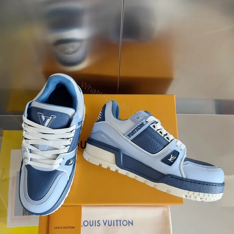 View 7 of Blue LV Luxury Sneaker: Premium Leather, Structured Texture, Everyday Comfort