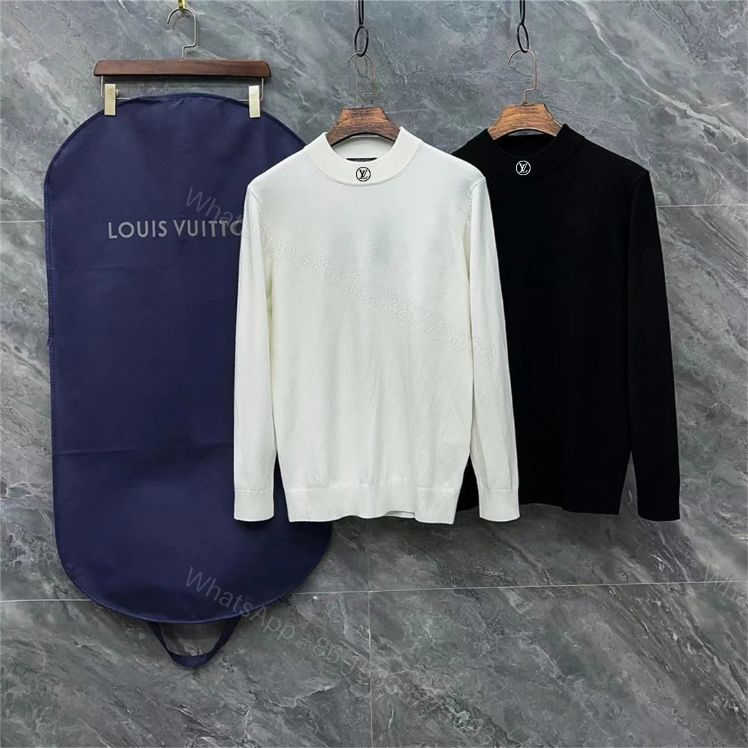 LV 高仿領口刺繡 Logo 羅紋長袖針織衫(黑白雙色) — view 1