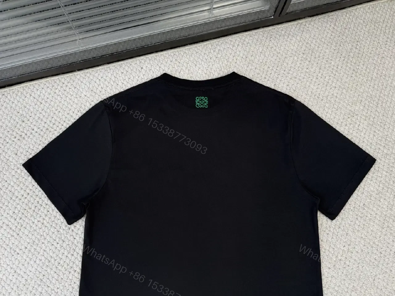 View 8 of Black Cotton Crew Tee, Gecko Graphic, LOEWE-Tail Text