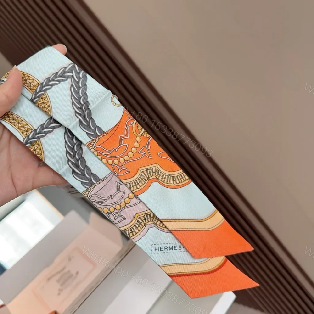 View 3 of Colorful Silk Scarf & Round Accessory Set: Luxe Patterned Trio