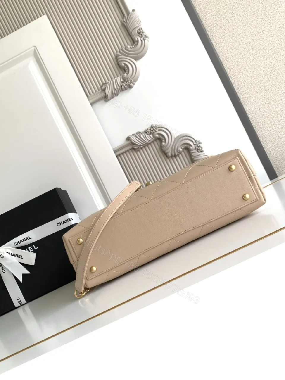 View 9 of Quilted Nude Leather Bag: Minimalist Luxury Crossbody
