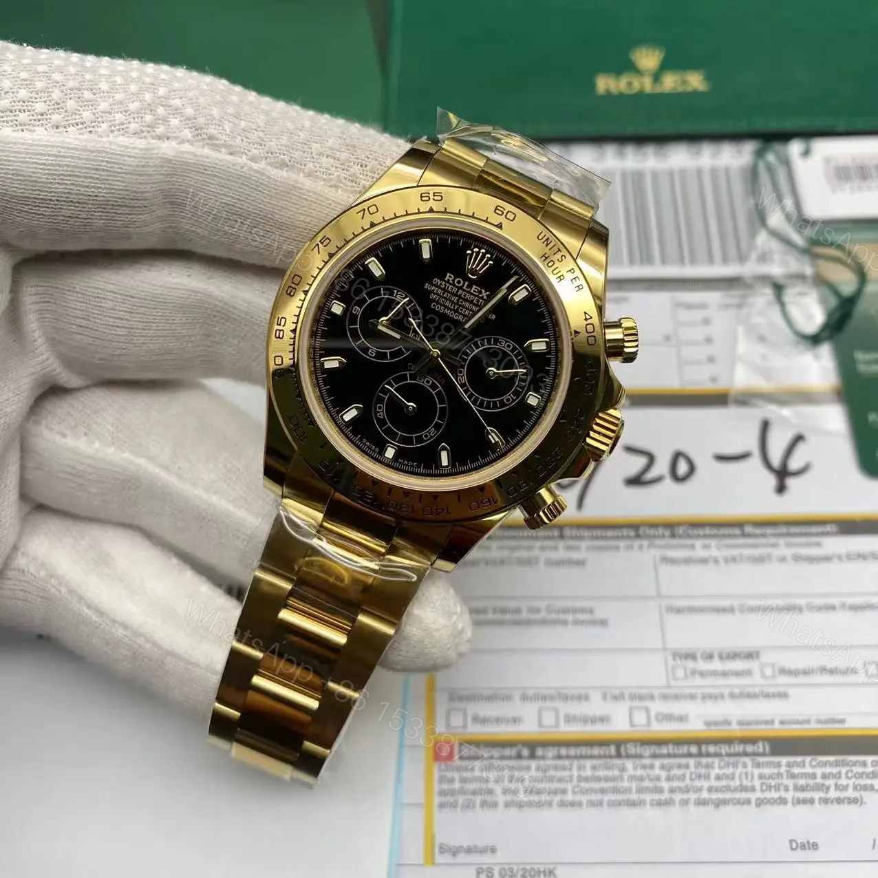 View 7 of Best Swiss Clone Replica Rolex Daytona Gold Black Dial