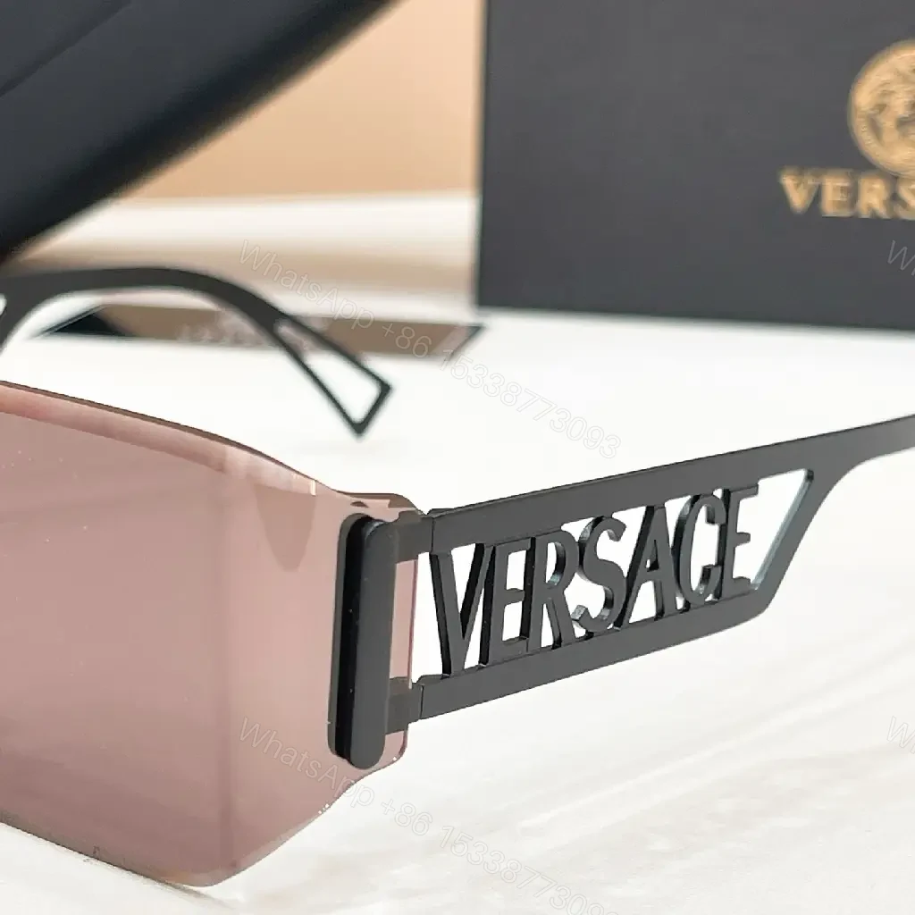 View 5 of Silver-tone Rectangular Shield Sunglasses with Versace Logo