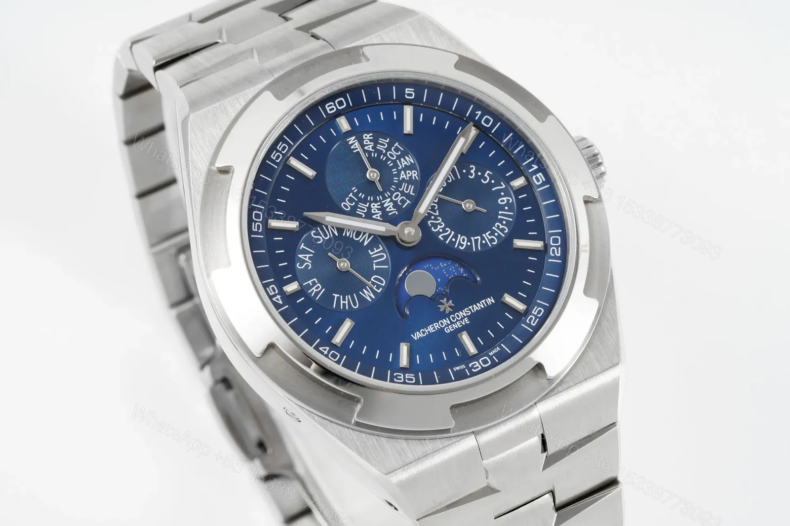 View 3 of GS Factory Vacheron Constantin Overseas Perpetual Calendar 4300V Series Watch – Blue Dial, Stainless Steel Case and Bracelet, Automatic Movement with Moon Phase