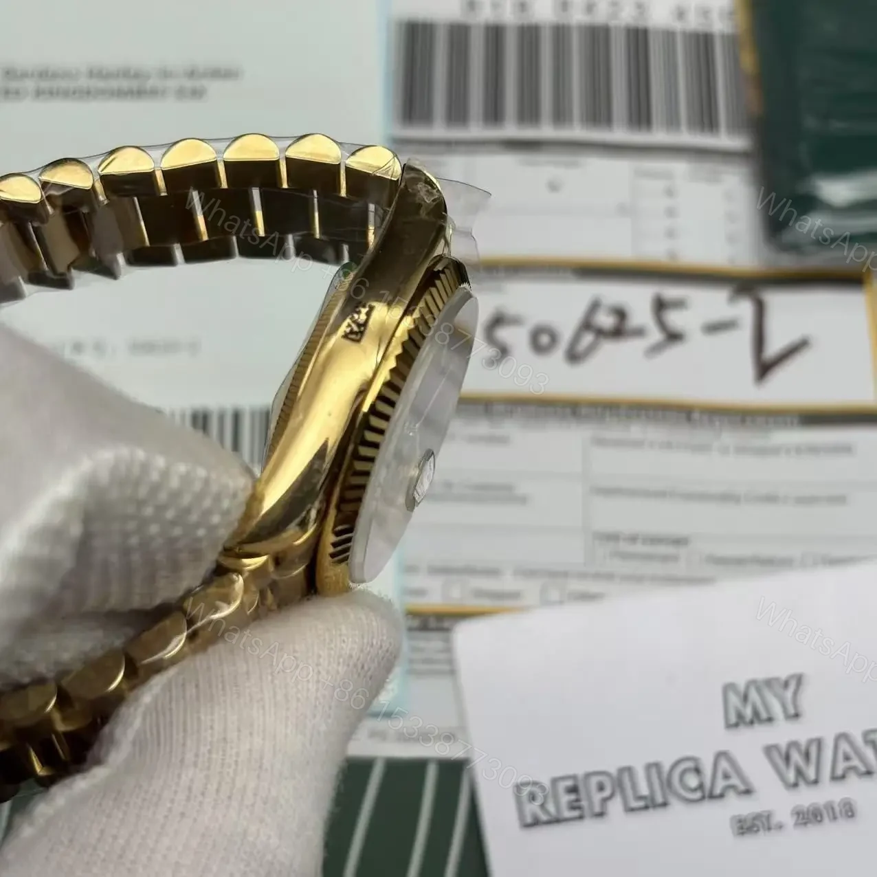 View 8 of Rolex Day Date President Gold Replica – Black Dial