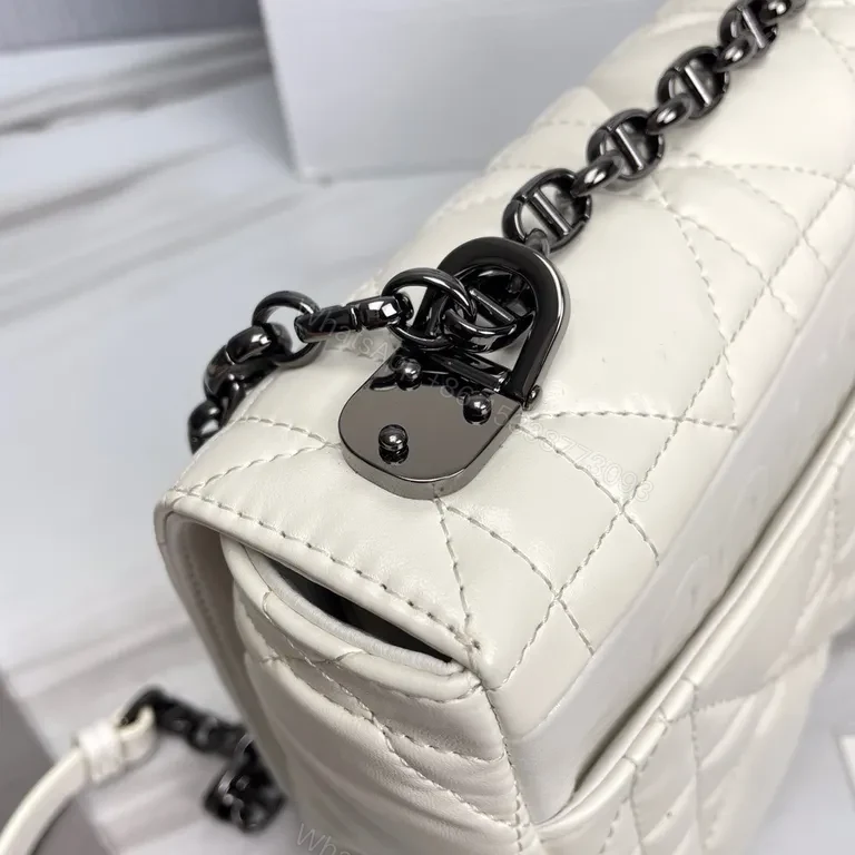 View 9 of Ivory Quilted Leather Shoulder Bag - Signature Hardware Modern Elegance
