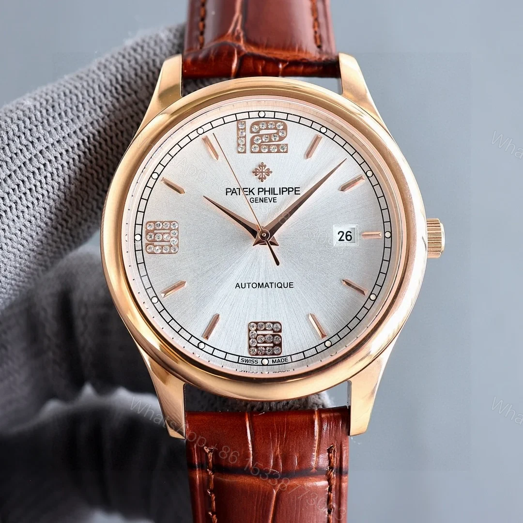 Patek Philippe Style Diamond Numeral Automatic Mechanical Watch – 40mm Luxury Edition PATEK-DIAMOND-AUTO-40-8215-TW — view 1