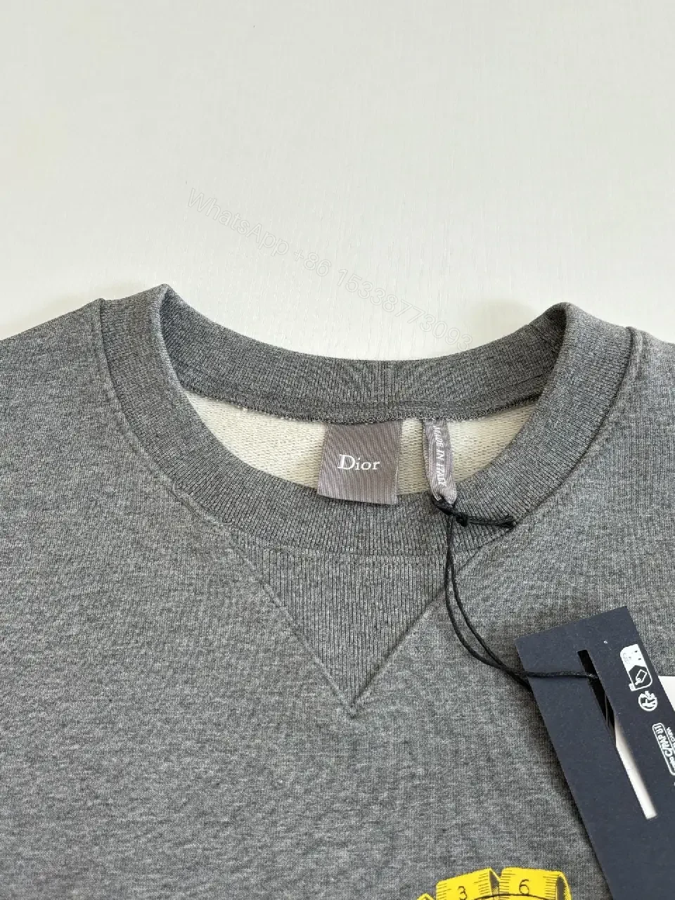 View 3 of Grey Heather Embroidered Crewneck Sweatshirt – Premium Casual, Durable Knit
