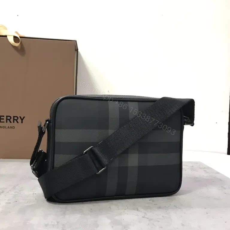 View 2 of Burberry Plaid Crossbody: Luxe City Bag with Leather Trim