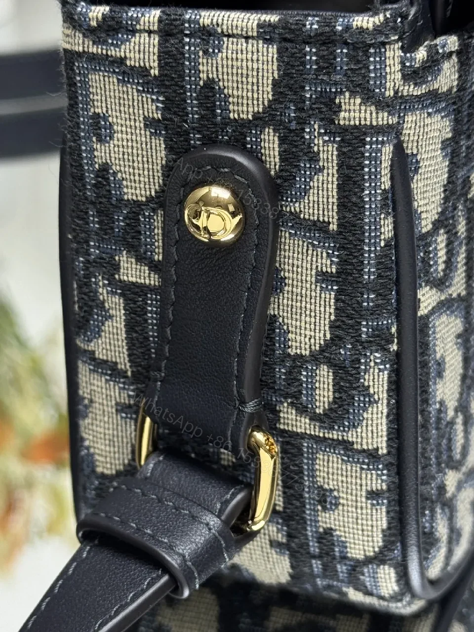 View 3 of Compact Monogram Satchel: Black Leather Trim Bag