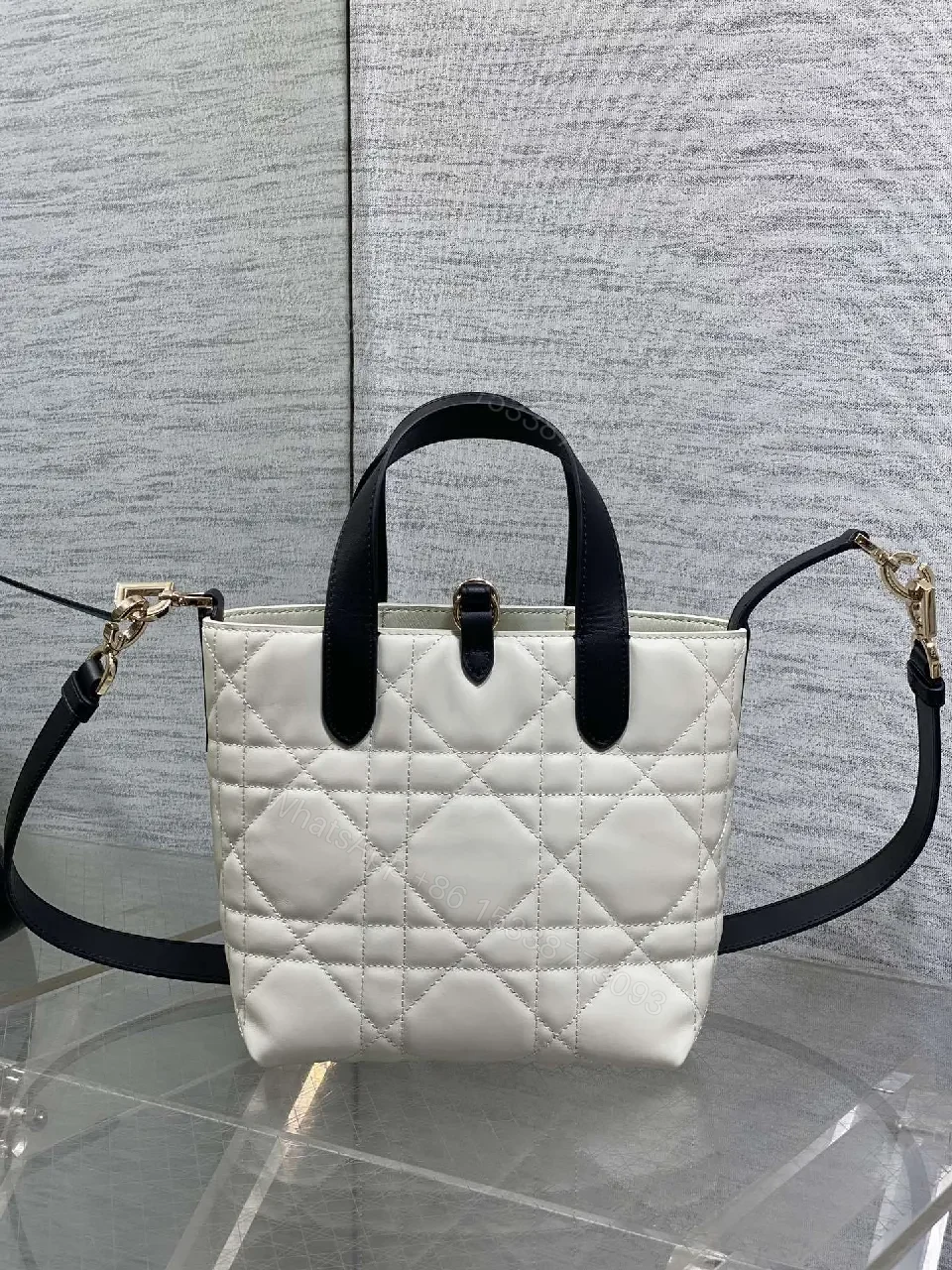 View 8 of Quilted Mini Handbag with Gold Charm - Compact Luxury Bag
