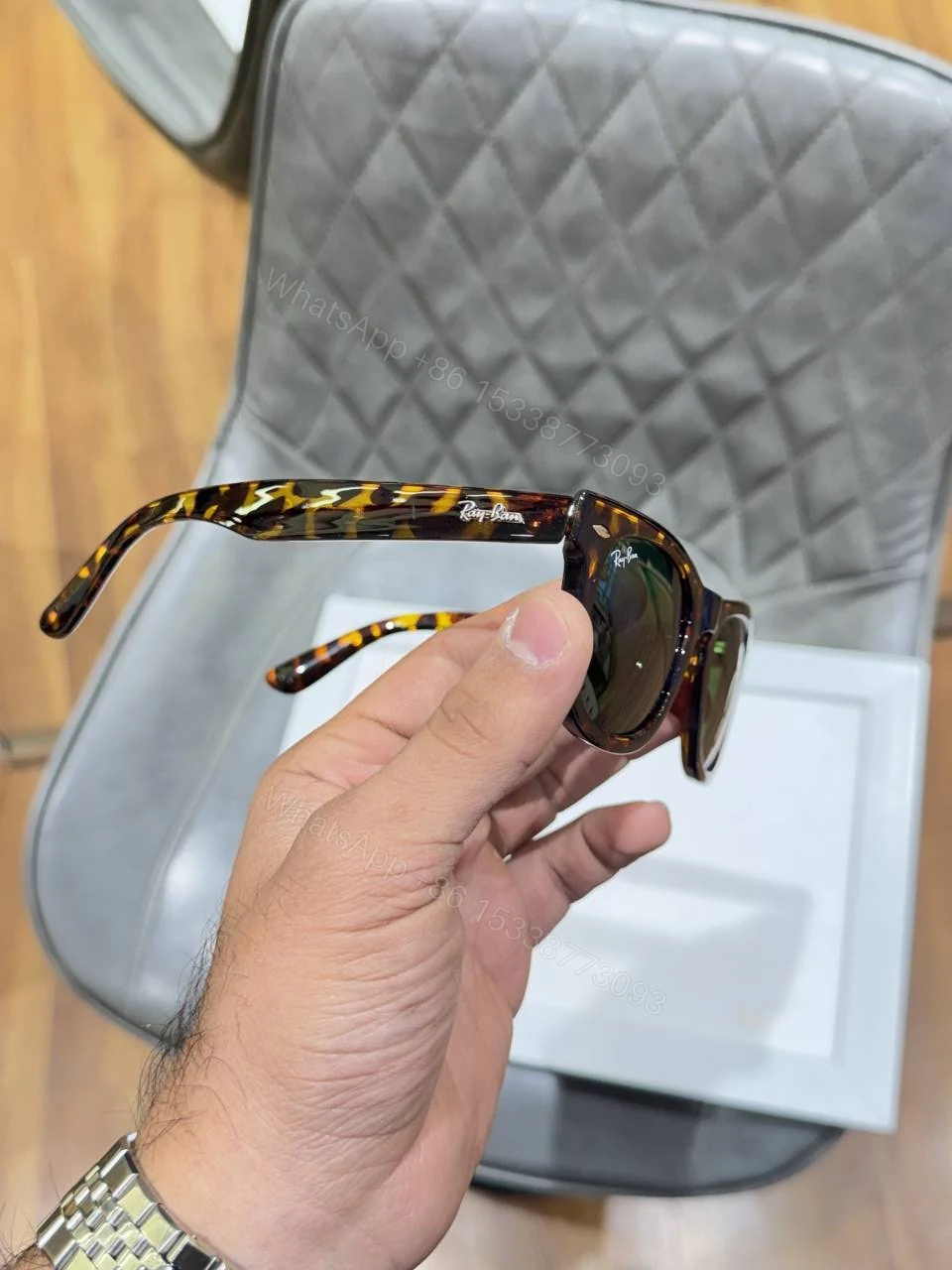 View 3 of First Copy Ray-Ban 2140 Tiger Green Sunglasses UV Protected Premium Quality