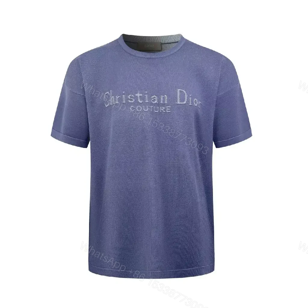 View 5 of Purple Cotton Knit T-Shirt, Dior Logo, Casual Style, Short-Sleeve Shirt