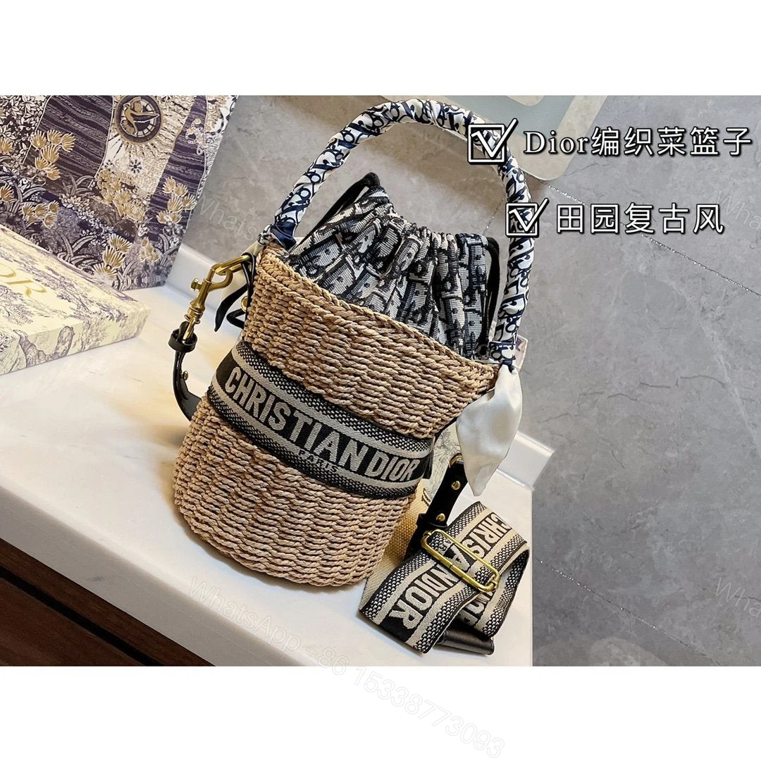 View 8 of Christian Dior Pre-Owned pre-owned wicker Dior bucket shoulder bag
