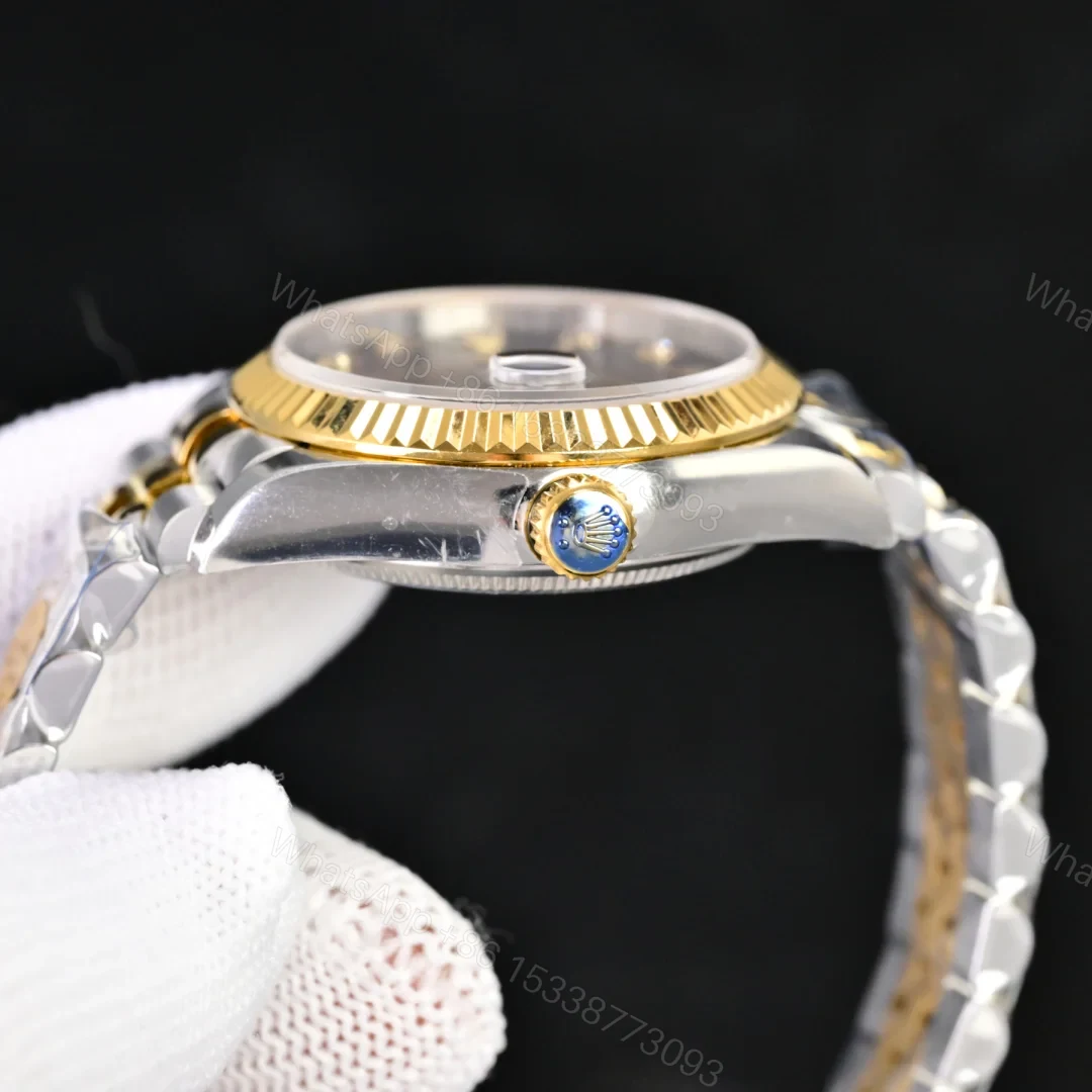 View 3 of Rolex Datejust 31 Stainless Steel Yellow Gold Fluted Black MOP Jubilee 278273-0024