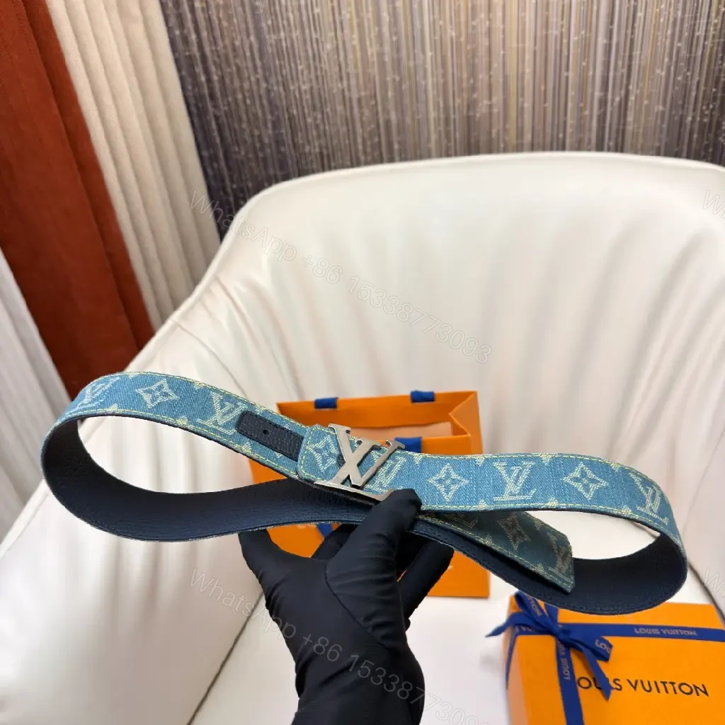 View 2 of Denim-Canvas Luxe Belt with Signature Monogram Buckle