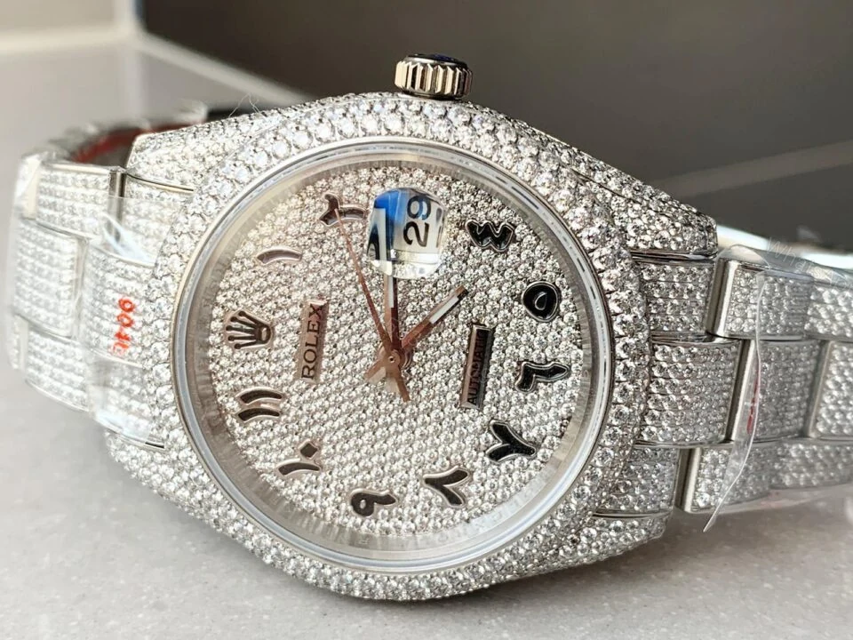 View 2 of Rolex OYSTER PERPETUAL 41mm 904L SS MOISSANITE DIAMONDS BRACELET AND DIAL A2824 iced out