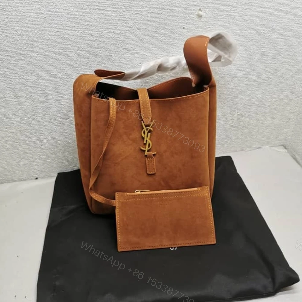 View 2 of Saint Laurent Le 5 À 7 Supple In Suede Golden Brown 24Cm