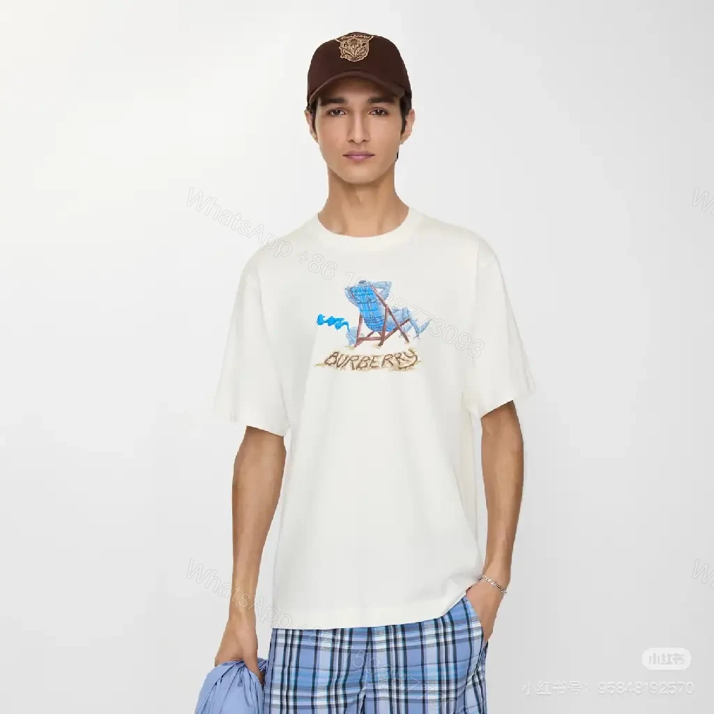 View 4 of Relaxed Tee White Cotton Embroidered Luxury Casual Tee