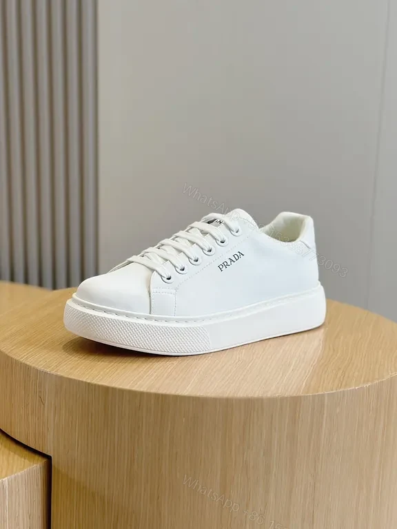View 3 of Minimalist White Platform Sneaker - Leather, Prada-Inspired Luxury
