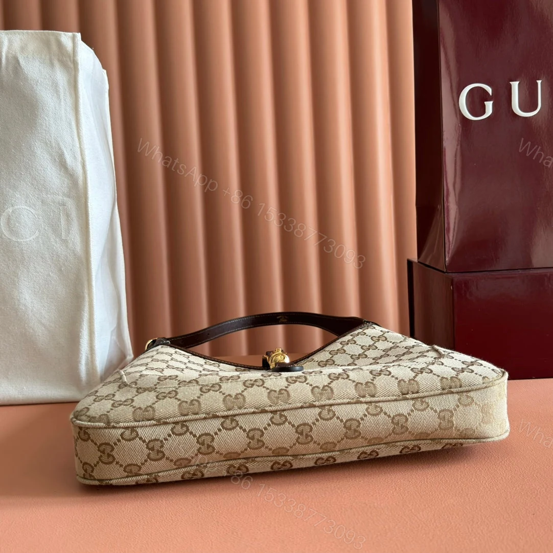 View 7 of GUCCI 25S JACKIE MONOGRAM 28 CM IN LIGHT BROWN CANVAS AND CALFSKIN