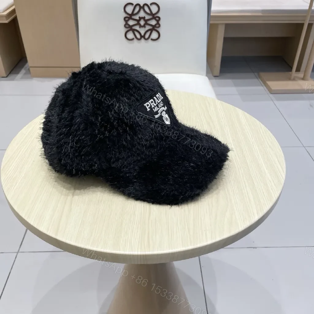 View 8 of Black Faux-Fur Visor Cap | Luxe, Structured Style, Warmth