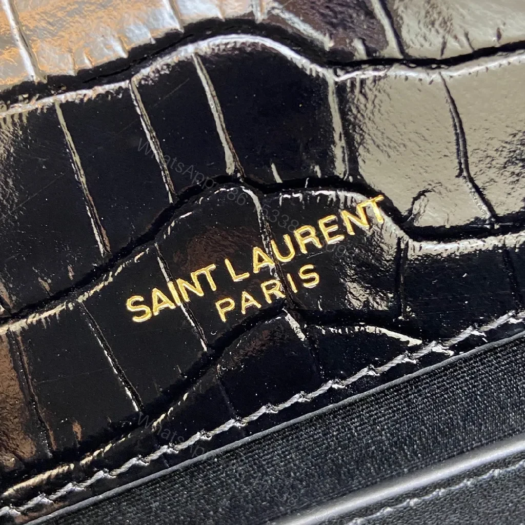 View 4 of Black Crocodile Leather Wallet with Gold Tassel