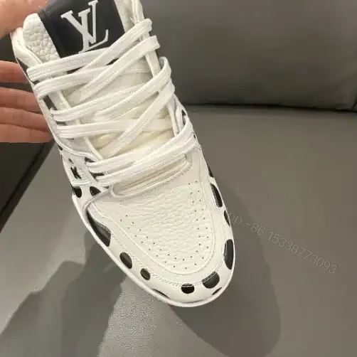 View 7 of LOUIS VUITTON X YAYOI KUSAMA TRAINER CALF LEATHER SNEAKER IN BLACK AND WHITE – LSVT372