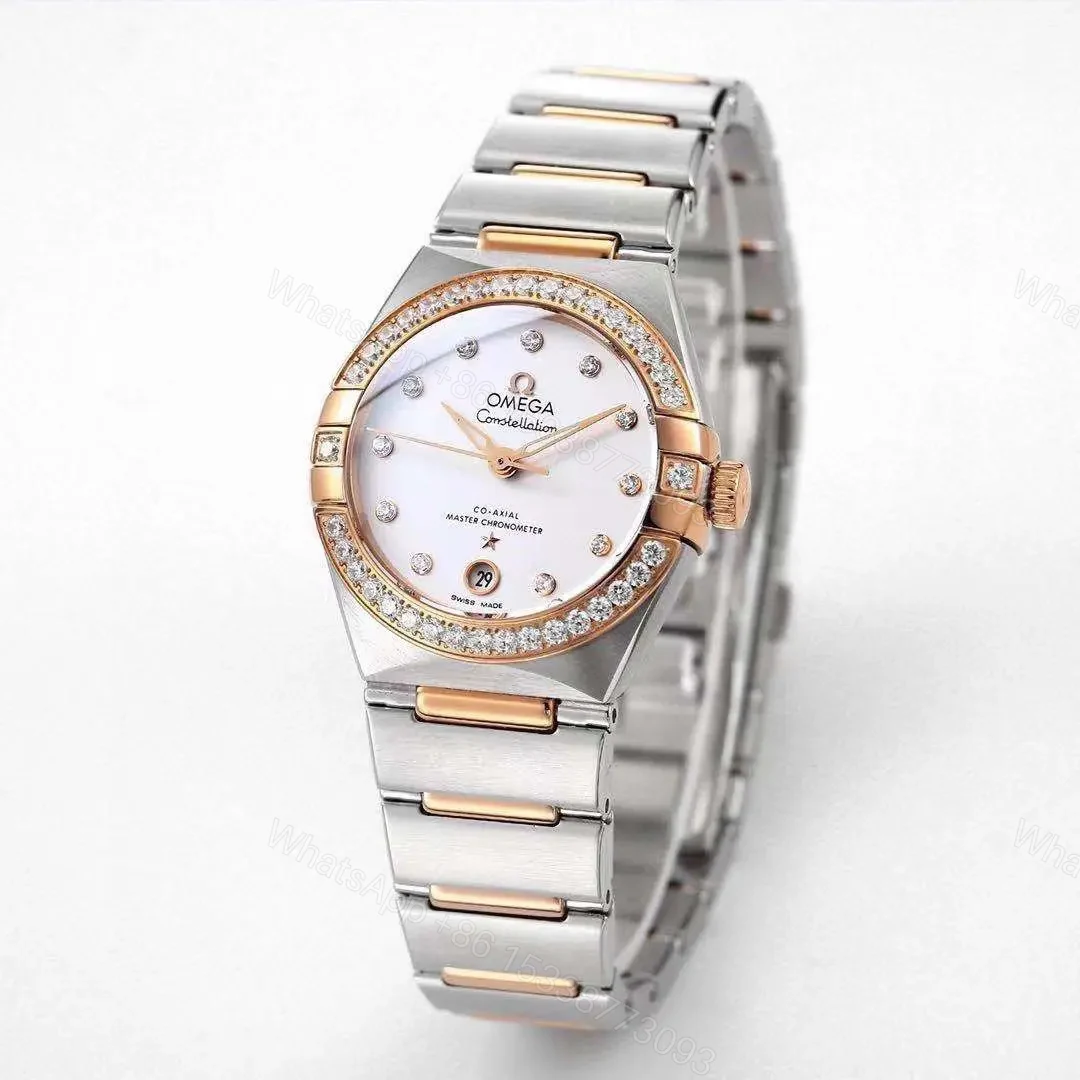 Omega Constellation 29mm Women’s Watch V6 Version Two-Tone Stainless Steel and Rose Gold Diamond Set Bezel White Dial — view 1