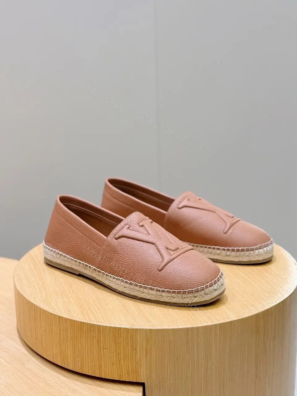 View 5 of Textured Leather Espadrille Loafers - Monogram Luxury Comfort