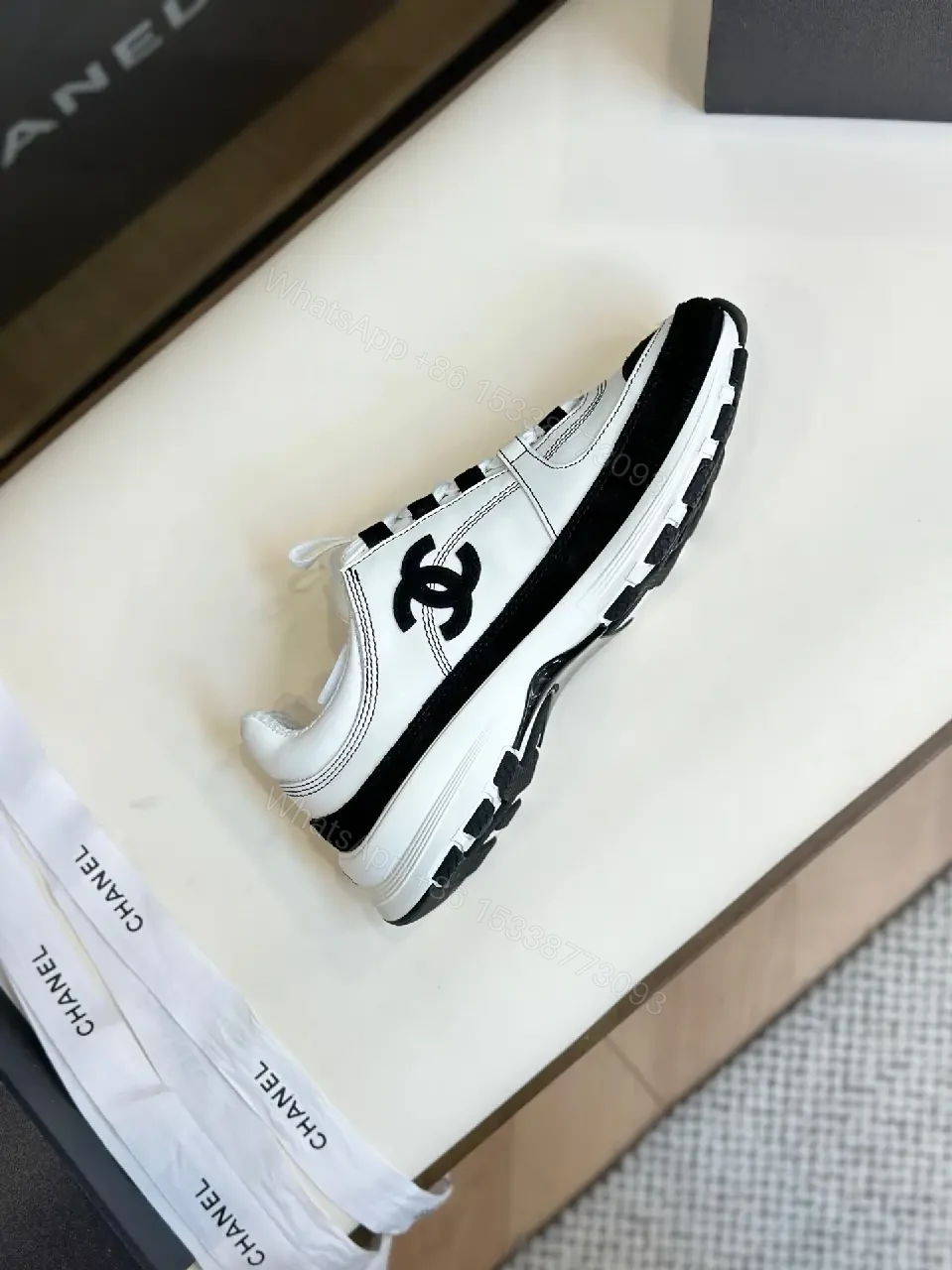 View 9 of Chunky-Sole Leather Sneakers: Luxe, High-Contrast, Designer-Inspired Footwear