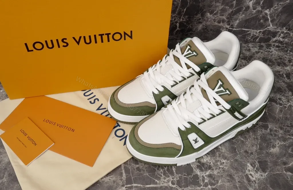 View 3 of White Olive LV-Style High-Tops: Leather, Suede, All-Day Comfort