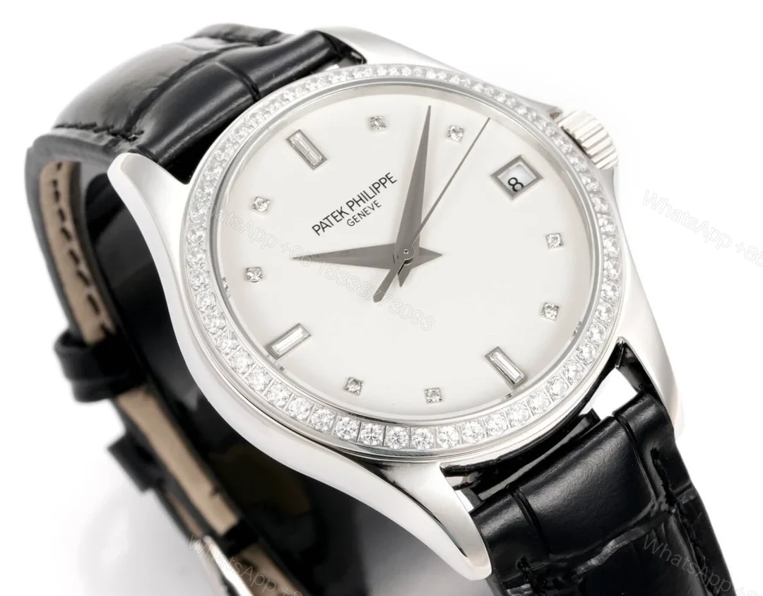 View 3 of Patek Philippe Calatrava 5127 Classic Thin Leather Strap Dress Watch 37mm PP-5127-GR-CALATRAVA-37