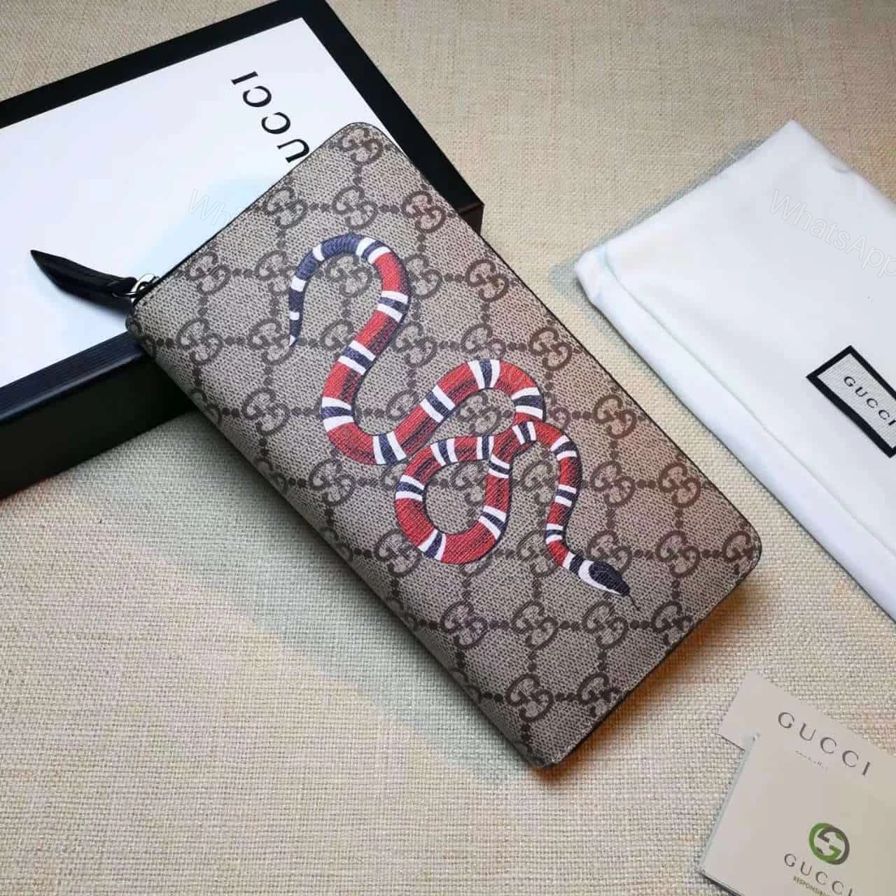View 2 of GUCCI WALLET KINGSNAKE PRINT GG SUPREME ZIP GC2