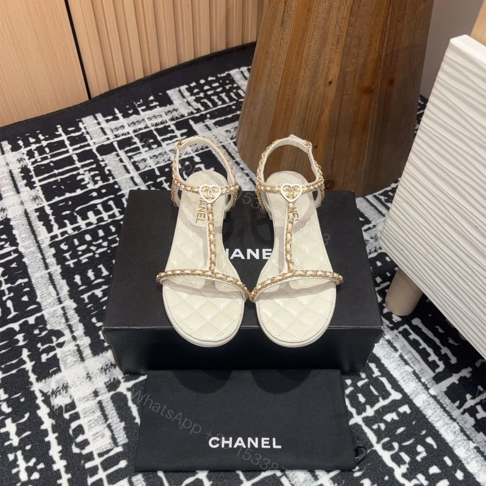View 2 of 高仿Chanel*25C系列G46111C小羊皮平底涼鞋白色免檢版