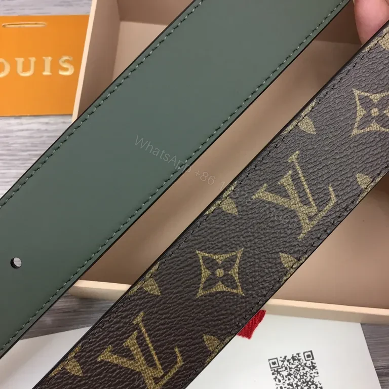View 3 of Iconic Monogram Belt: LV Buckle, Red Keeper, Calf Trim