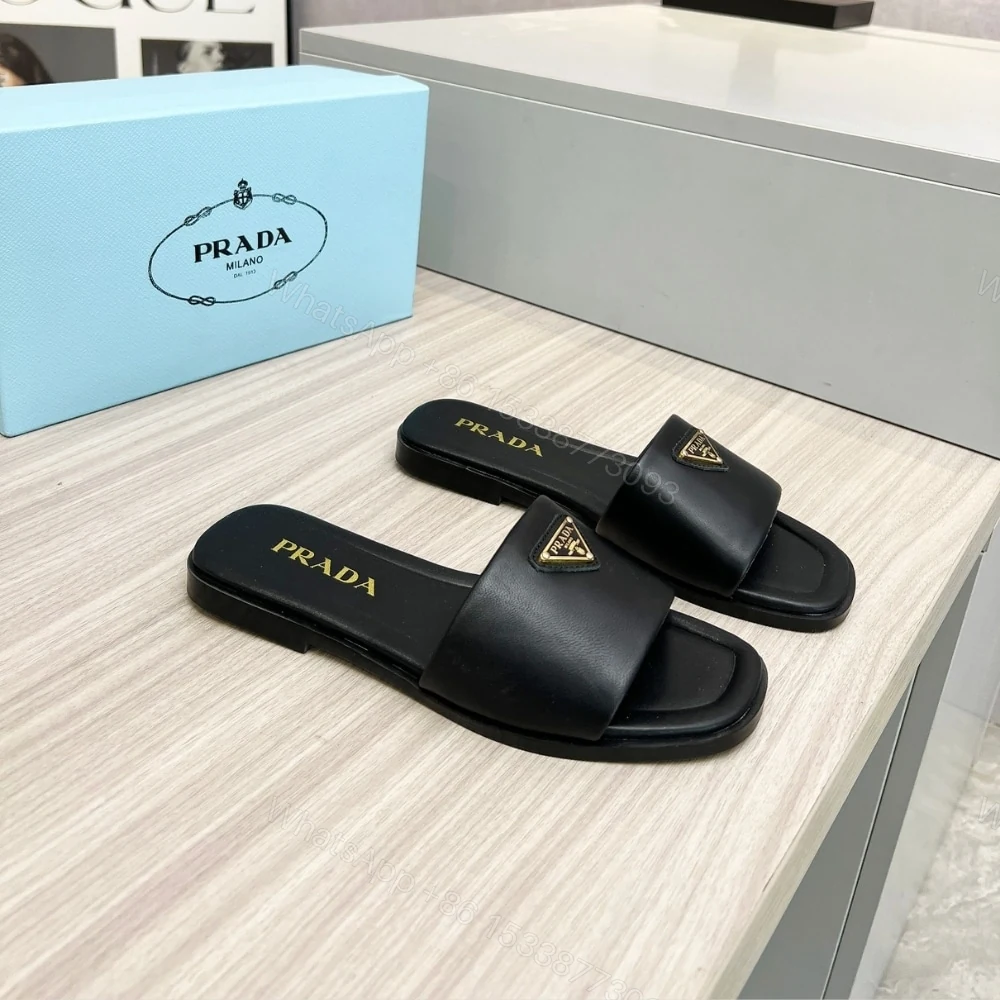View 2 of PRADA SAFFIANO PATENT LEATHER SLIDES BLACK 1XX730 3A9S F0002 F 010