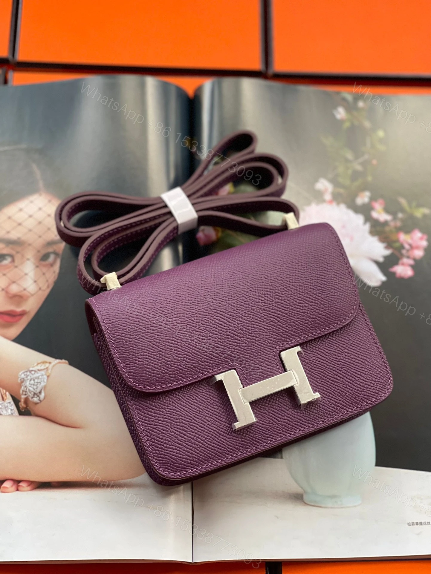 View 6 of H CONSTANCE MINI EPSOM SILVER-TONED HARDWARE VIOLET 14CM